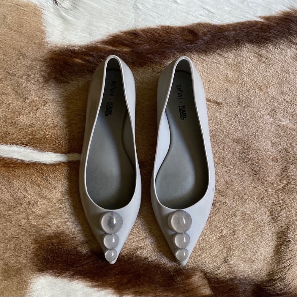 Melissa x Karl Lagerfeld light gray jelly flats